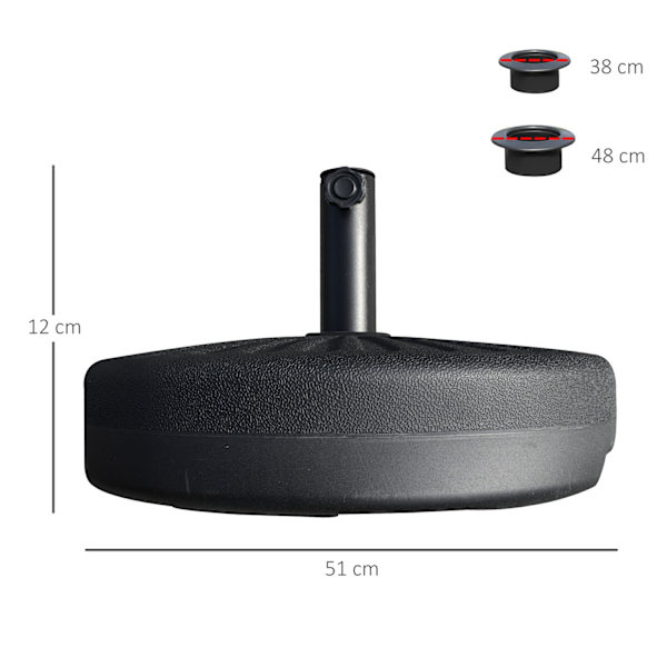 Parasolfod 22 Kg, Til Ø38/48 Mm Parasol, Cement, Sort, Ø51 X 12H Cm