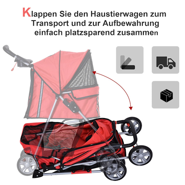 Dog Buggy Hundevogn I Rød, Hundevogn Buggy Stroller Jogger Trailer, Let Og Foldbar