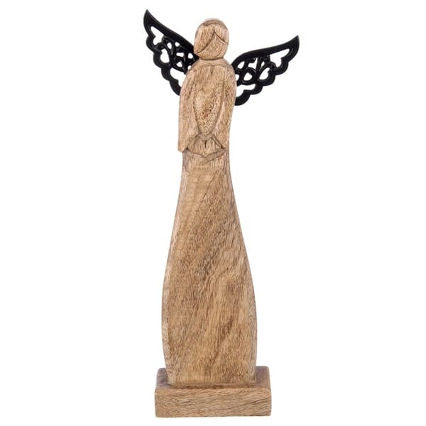 Träängelfigur i mangoträ, 34 cm