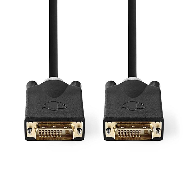 DVI-kabel | DVI-D 24+1-Pin Hane | DVI-D 24+1-Pin Hane | 2560x1600 | Guldplaterad | 3.00 m | Rak | PVC | Antracit | Låda