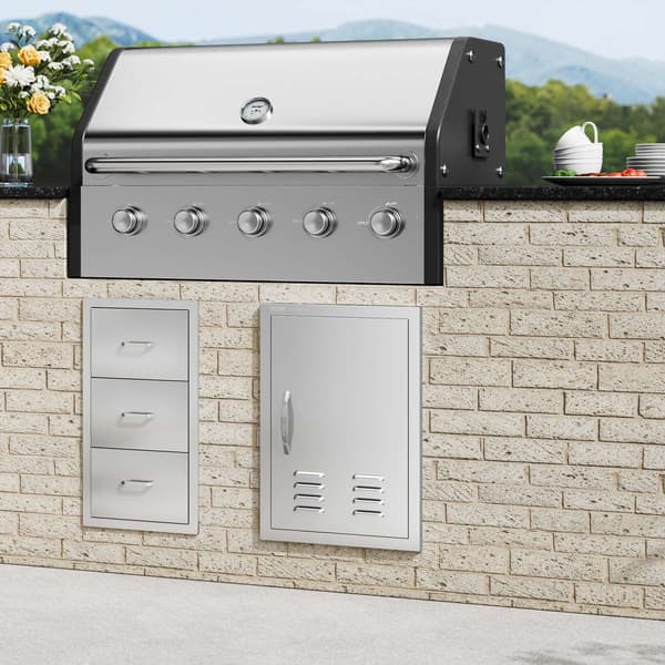 Grilldør, rustfri stålplanmontering, 24x17 tommer