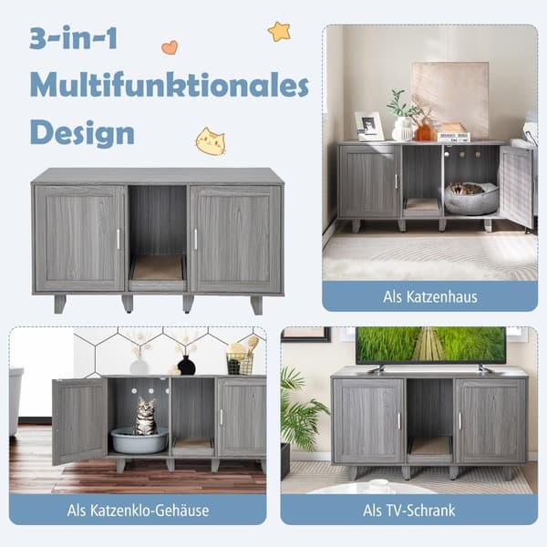 Kissanhiekkakaappi Scratch Pad & Dual Doors, harmaa