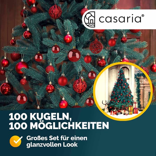 Røde julekugler, 100 dele, til indendørs/udendørs brug
