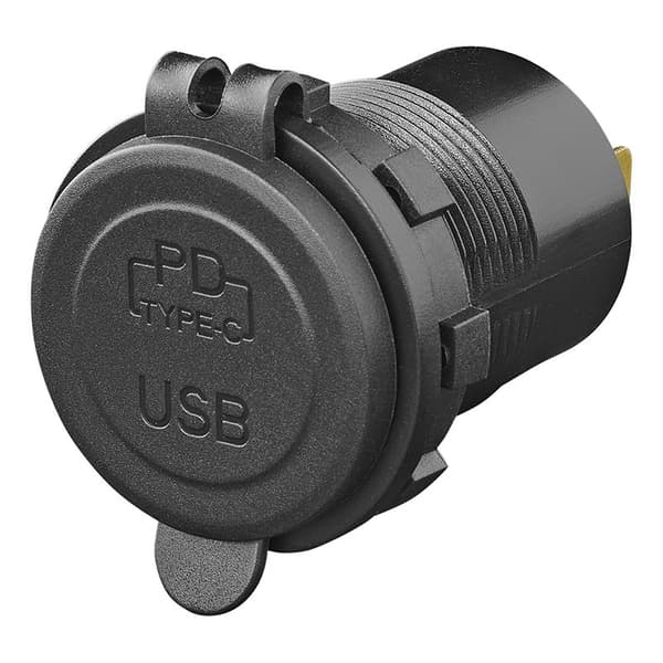 USB snabbladdare, inbyggd typ C, 12/24V, 3A