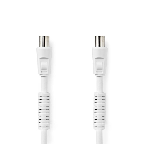 Coax Cable | IEC (Coax) Han | IEC (Coax) Hun | Nikkelplateret | 120 dB | 75 Ohm | Quad Skærmet | 1.00 m | Runde | PVC | Hvid | Label