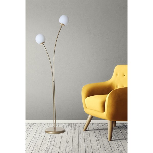 Gulvlampe Rose 2 Li Eskitme Beyaz Camlı Lambader