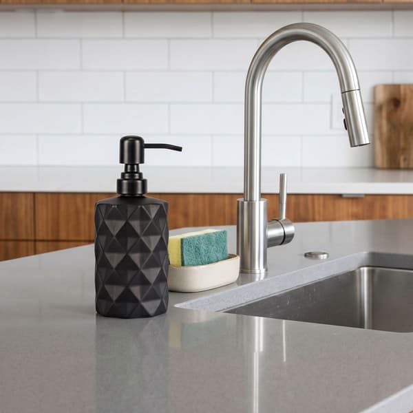Sæbedispensere i glas, 2-pakning 350 ml, sort rustfri pumpe
