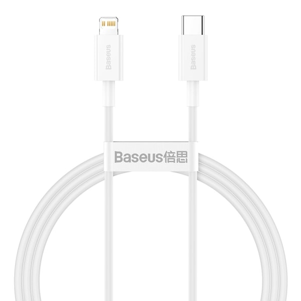 Baseus Superior Fast Charge USB-C til Lightning-kabel, 20W, 1m - Hvid