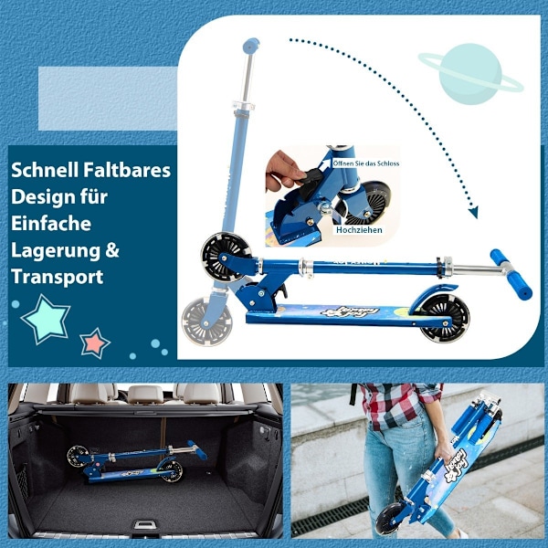Børnescooter 2-hjulet sparkescooter med blinkende hjul og krydstogt-toddler-legetøj
