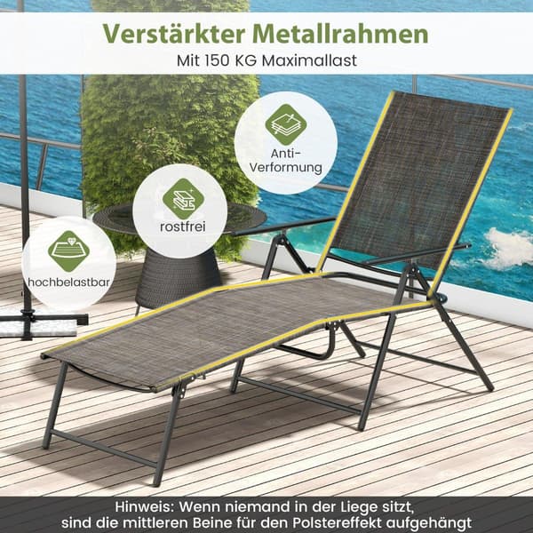 Justerbart, foldbart liggestolsæt, brunt, 2-delt