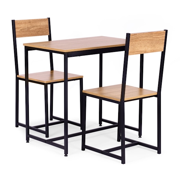 Möbelset: bord + 2 stolar metall MDF