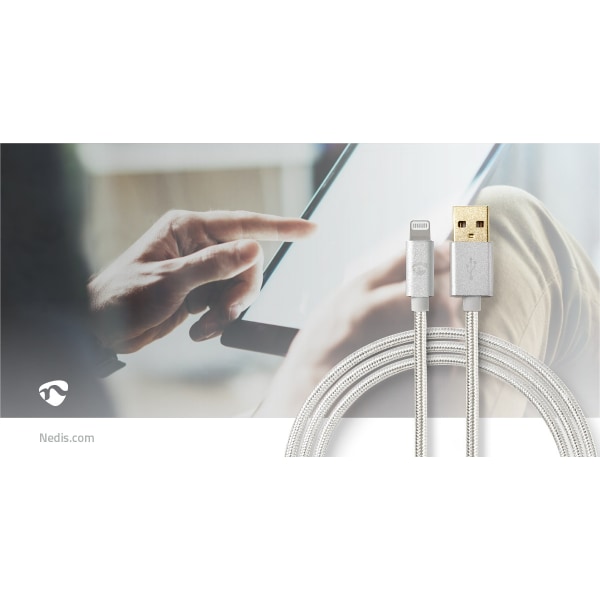 Lightning Kabel | USB 2.0 | Apple Lightning 8-pin | USB-A Han | 480 Mbps | Guldplateret | 1.00 m | Runde | Flettet / Nylon | Aluminium | Cover Window