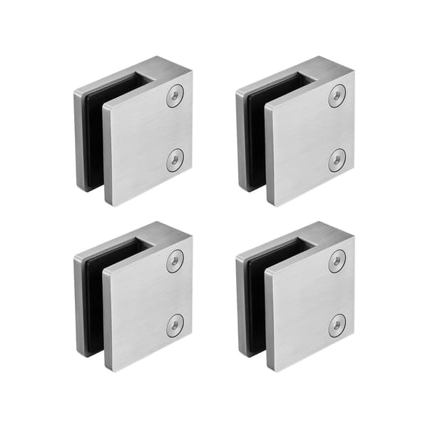 Fyrkantiga glasklämmor, 4-pack, 304 stål, 8–12 mm