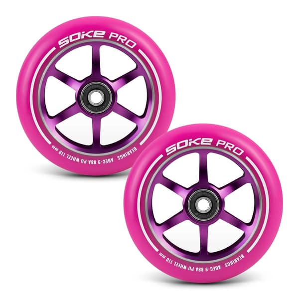 Rosa hjul till sparkcykel 110 mm - 2-pack