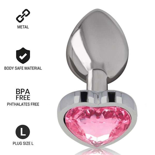Intense - Aluminium Metal Anal Plug Pink Heart Størrelse L