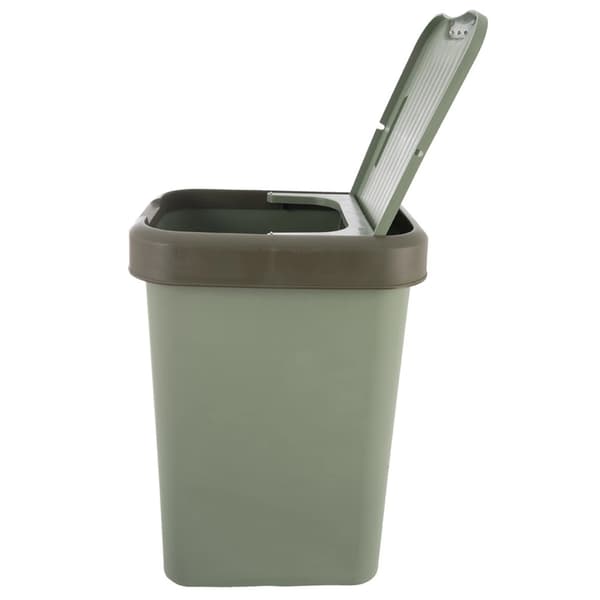 Papperskorg, grön plast, 25 liters kapacitet, tippbart lock