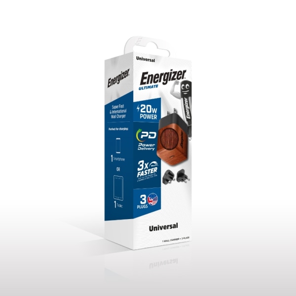 Energizer Ultimate - Multiplug EU / UK / US GaN 20W PD verkkovir