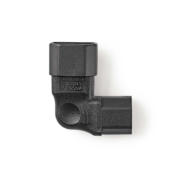 Udvidelse Plug | IEC-320-C13 | IEC-320-C14 | Venstrevinklet | Nikkelplateret | PVC | Sort | Box | 1 stk.