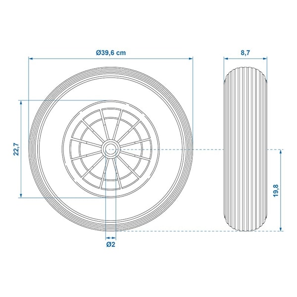 PU-däck med plastfälg 16" 4.00-8