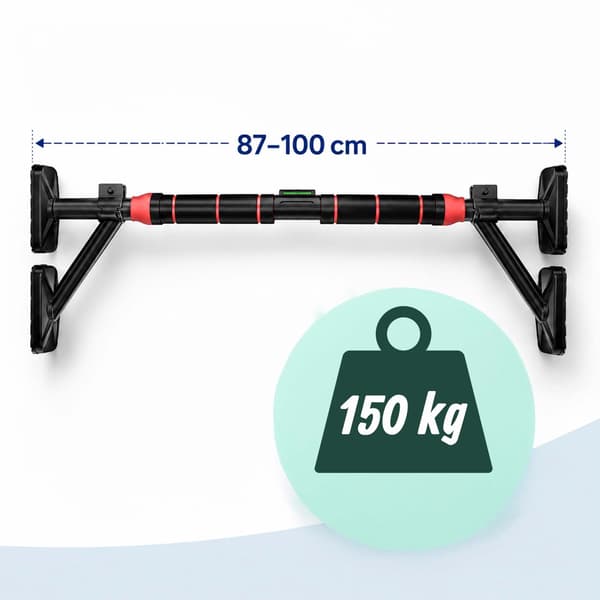 Justerbar pull-up-stång för dörröppning, 87–100 cm, svart/röd