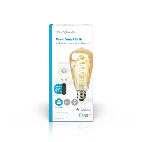 SmartLife LED vintage lampa | Wi-Fi | E27 | 360 lm | 4.9 W | Varm till cool vit | 1800 - 6500 K | Glas | Android™ / IOS | ST64 | 1 st.
