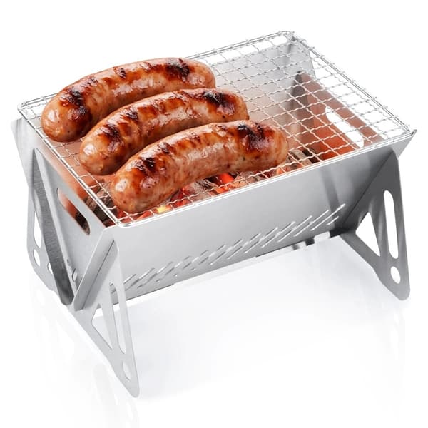 Sammenklappelig kulgrill, rustfrit stål, kompakt størrelse
