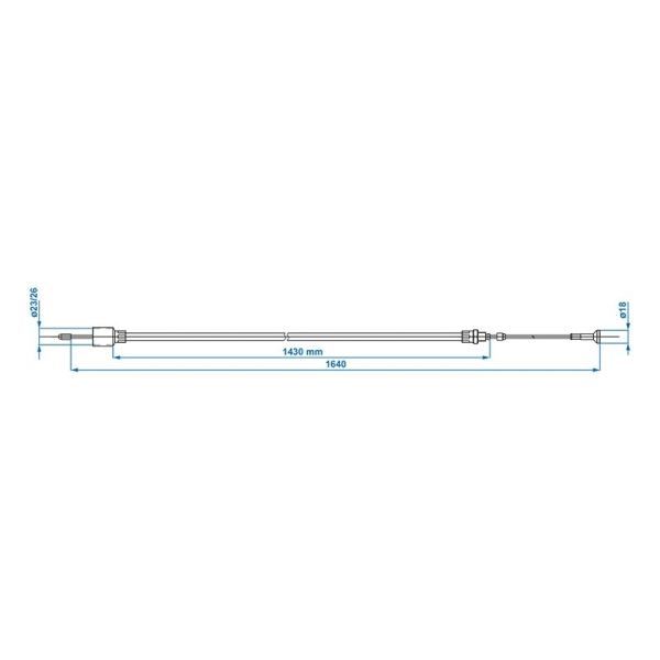 Bromskabel 1430/1640mm kopp Ø26mm lämplig för AL-KO > '97