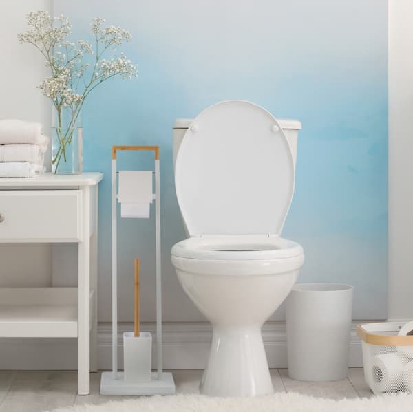 Toiletstol i bambus og rustfrit stål