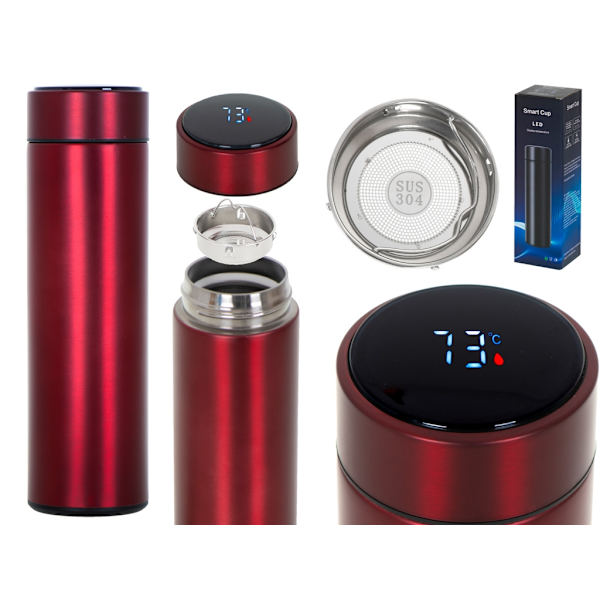 Termosmugg smart LED 500ml rödbrun
