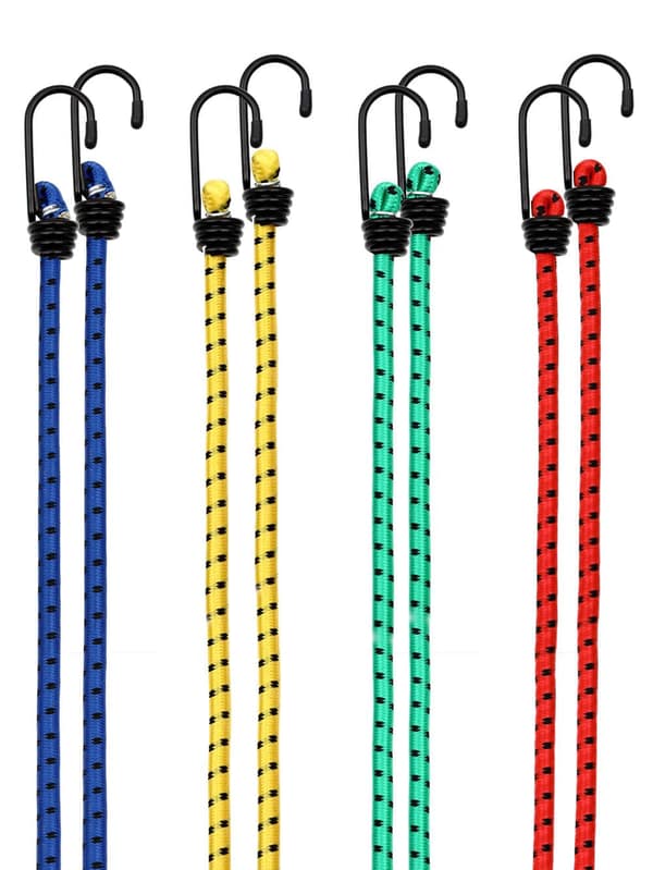 Elastiske elastiksnore, 8 stk., 40-100 cm, 8 mm diameter