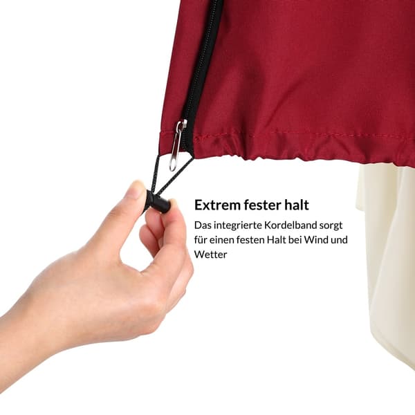 Parasolovertræk, rødt, 3m, polyester, lynlåslukning