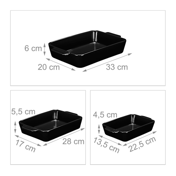 Ugnsform keramik set om 3 svart