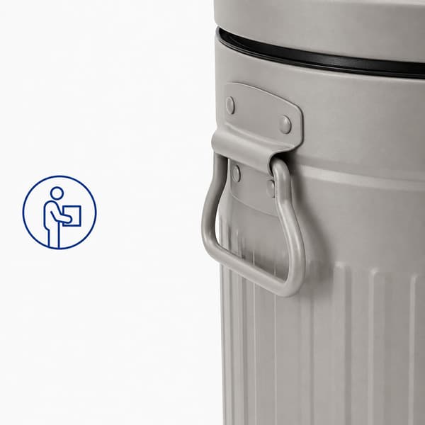 Grå retro pedalbin, 20 liter, mjukstängande, kök/kontor
