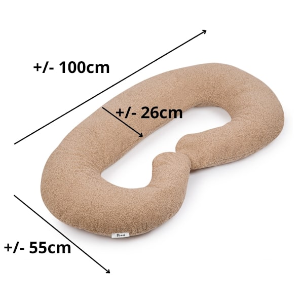 C-formet graviditetspude - Teddy kollektion - mørk beige