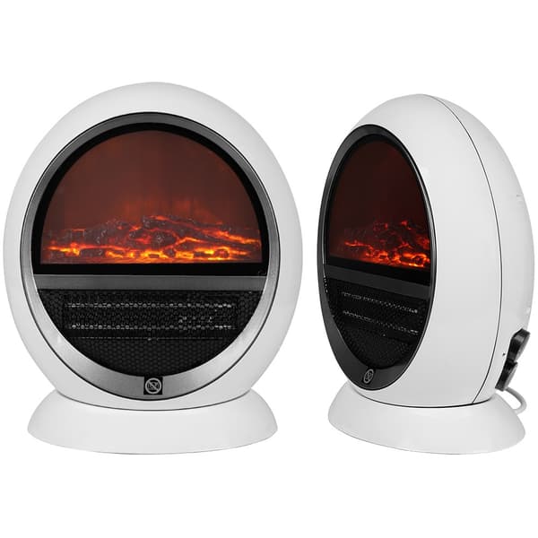 Elektrisk värmare med LED-flameffekt, 1500W, Vit