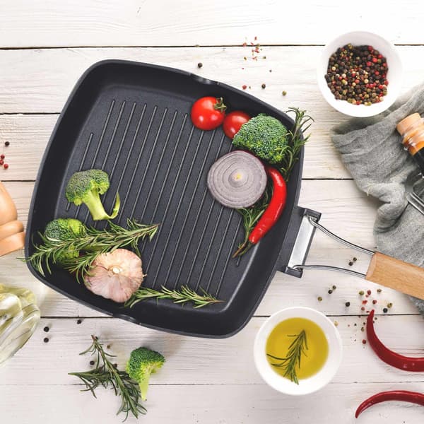 Grillpanna med hopfällbart handtag