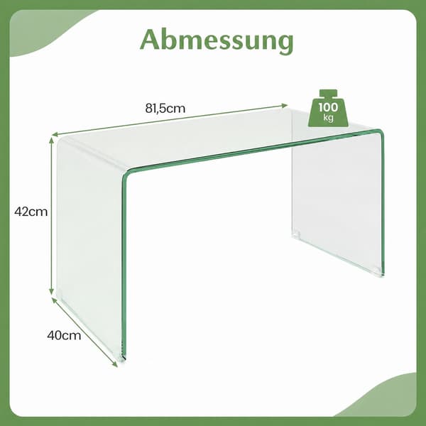 U-format soffbord i härdat glas – 81,5 x 42 x 40 cm