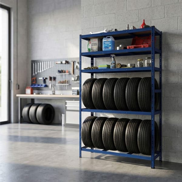 Ståldäckställ, 3 hyllor – Justerbar garageförvaring