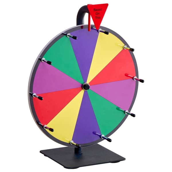 Spindende præmiehjul 12 tommer, 10 pladser, whiteboardstativ
