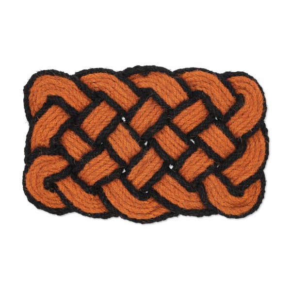 Knyttet orange/sort kokos tæppe