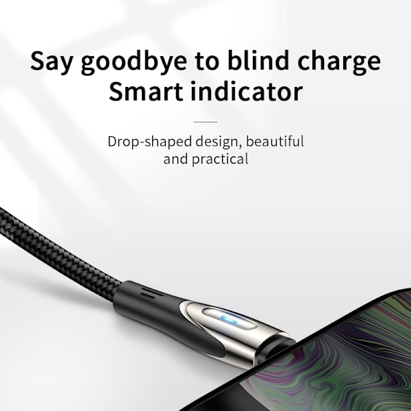 Kabel USB-A - microUSB 3A med ladeindikator 1,2m sort