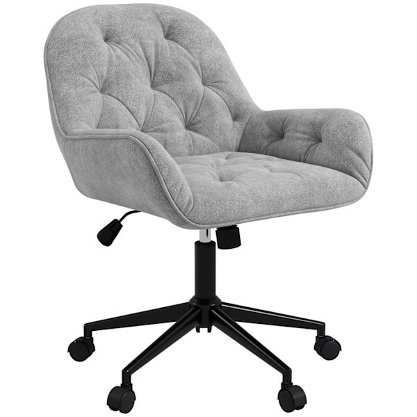 Kontorstol Skrivebordsstol Med Vippefunktion, Computerstol Højdejusterbar, Ergonomisk Arbejdsstol Med Fløjlslook, Lysegrå