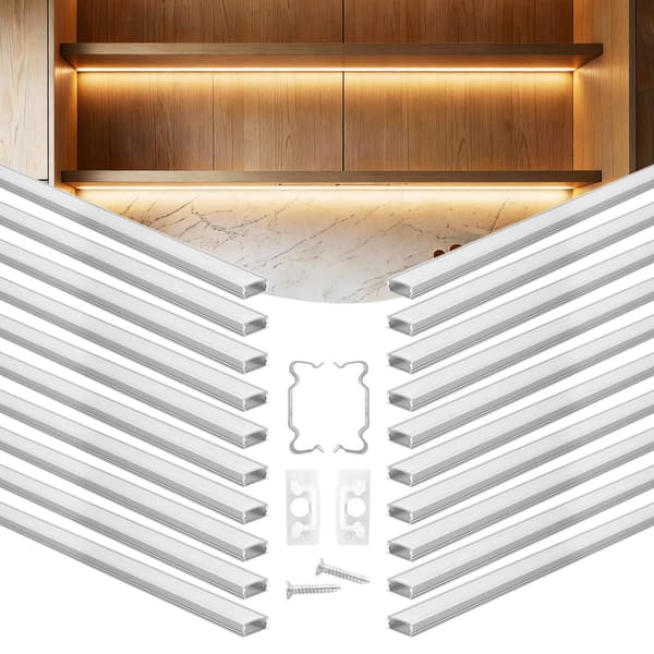 LED-aluminiumkanal, U-formad 1,8 m, mjölkigt lock, 20-pack