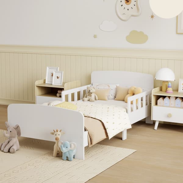 Tumlingsseng med sikkerhedshjelm, MDF, 3-8 år, hvid