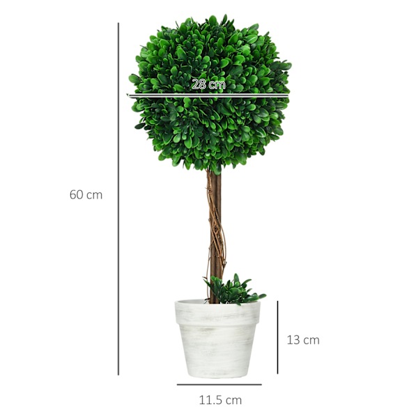 Keinotekoinen puksipuusetti 2 kpl, UV-kestävät keinokasvit, 60cm, kukkaruukussa, olohuoneeseen, vihreä