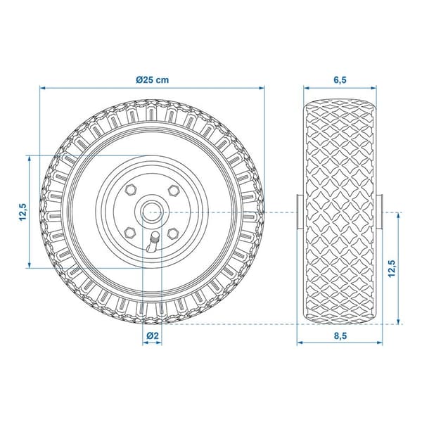 Reservehjul metalfælg med luftdæk 260x85mm