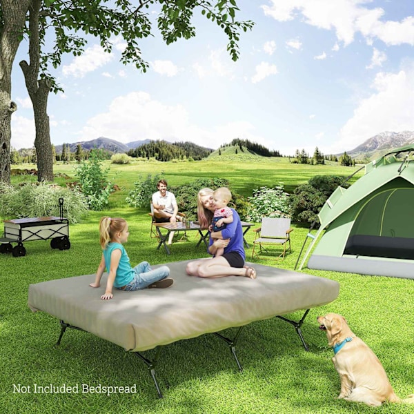 Feltseng campingseng med luftmadras pumpe 200 x 153 cm gæsteseng bæreevne op til 200 kg ekstra bred camping liggestol til 2 voksne til camping udendør