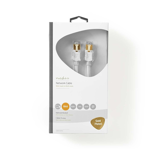 CAT6 Verkkokaapeli | RJ45 uros | RJ45 uros | F/UTP | 5.00 m | Pyöreä | LSZH / PVC | Valkoinen | Ikkunallinen laatikko