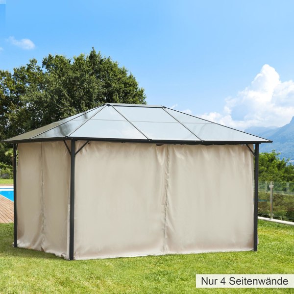 Paviljonki 4 Sivupaneelia 3X4 M Puutarhapaviljonki Juhlateltta Polyesteri Beige 352 X 205 Cm