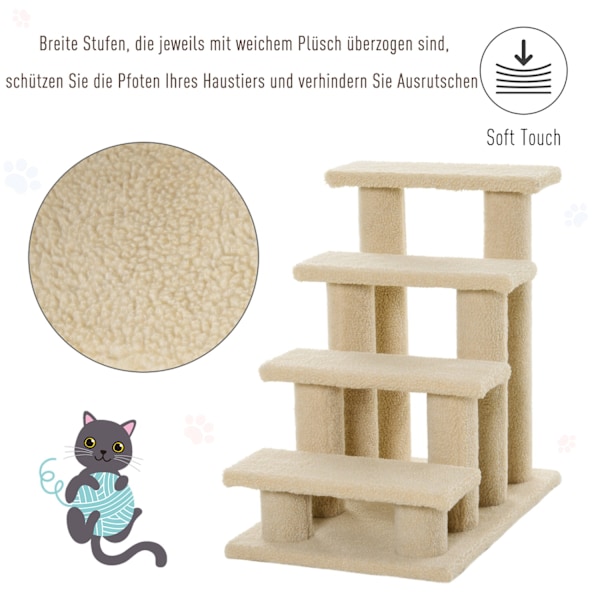 Animal Stairs Koirat Kissat 4-Step Pehmo Beige 63,5X43X60Cm